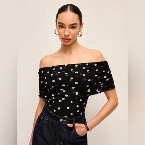 Commense Black and White Polka Dot bodysuit